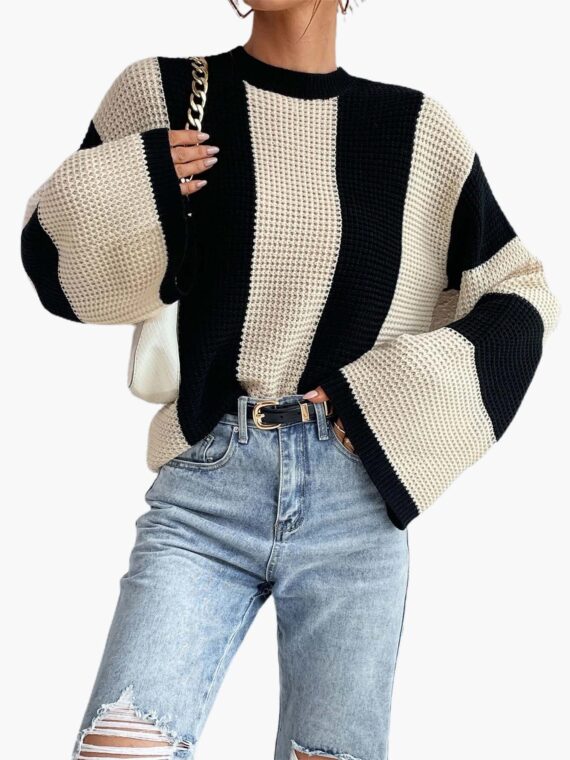 Frenchy Two Tone Drop Shoulder Sweater A5