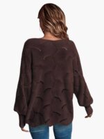 Lantern Sleeve Pointelle Knit Sweater A6