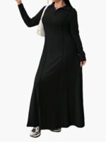 Plus Size Solid Color Casual Dress A3