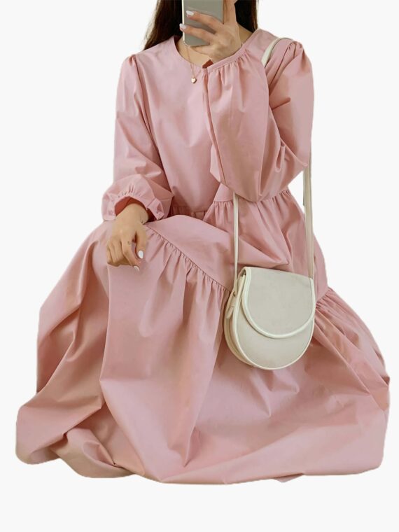 Women's Loose Solid Color Dress A1